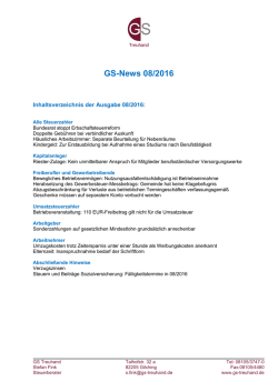GS-Newsletter - GS Treuhand Steuerberatung