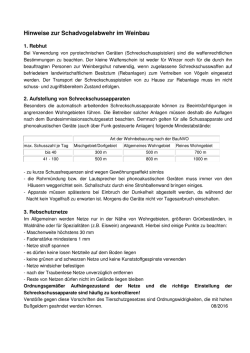Hinweise zur Schadvogelabwehr im Weinbau