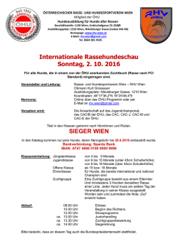 Internationale Rassehundeschau Sonntag, 2. 10. 2016 - Rhv-Wien