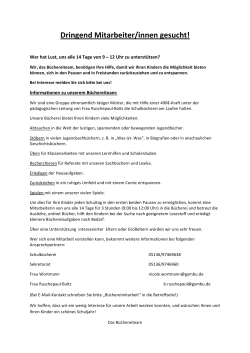 Dringend Mitarbeiter/innen gesucht!