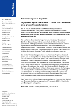 Olympische Spiele Graubünden – Zürich 2026: Wirtschaft sieht