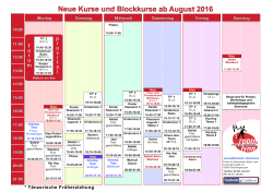Neue Kurse und Blockkurse ab August 2016