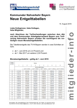 Kommunaler Nahverkehr Bayern: Neue Entgelttabellen