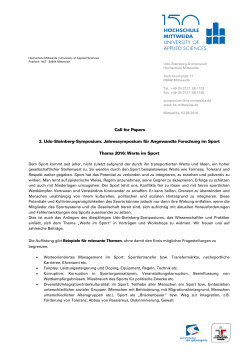Call For Papers - Hochschule Mittweida