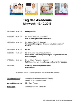 Tag der Akademie - Zahnärztekammer Niedersachsen