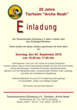 inladung - Tierheim Arche Noah
