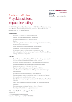 Projektassistenz Impact Investing