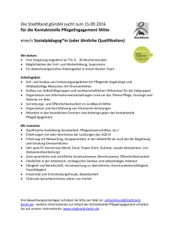 Die StadtRand gGmbH sucht zum 15.09.2016 f&uuml;r die Kontaktstelle