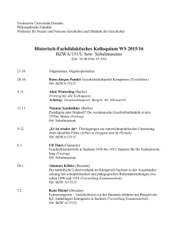 Historisch-Fachdidaktisches Kolloquium WS 2015/16