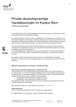 Private deutschsprachige Handelsschulen im Kanton Bern