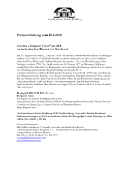 Goethes Torquato Tasso - Liebhabertheater Schloss Kochberg