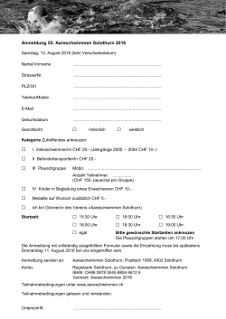 Anmeldung 55. Aareschwimmen Solothurn 2016
