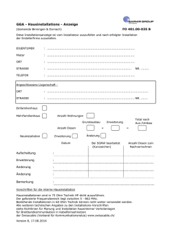Hausinstallationsanzeige Gemeinde Binningen