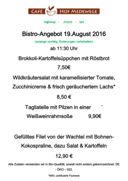 Bistro-Angebot 19.August 2016