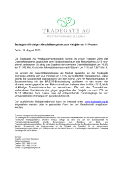 Tradegate AG steigert Geschäftsergebnis zum Halbjahr um 11