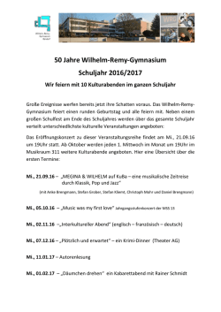 eine &Uuml;bersicht &uuml;ber die ersten Termine! - Wilhelm