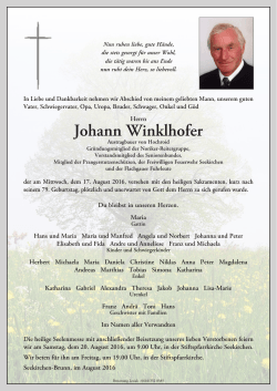 Johann Winklhofer - Bestattung Lesiak