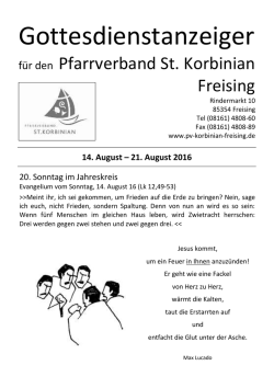 Gottesdienste ab 14.08.16 - Pfarrverband St. Korbinian in Freising
