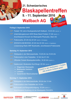 Inserat August Kopie - Schweizerisches Blaskapellentreffen