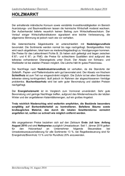Holzmarktbericht August 2016