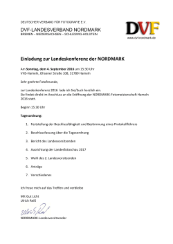 Einladung zur Landeskonferenz der NORDMARK - DVF