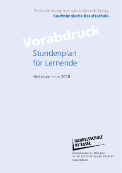 Vorabdruck Stundenplan HS16