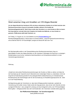 Streit zwischen Arag und Anwälten um VW-Abgas