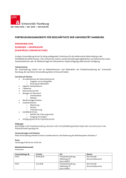Fortbildungsangebote für Beschäftigte Der Universität Hamburg