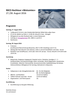 Hochtour Weissmies 27. / 28. August 2016