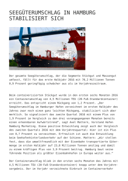 Seegüterumschlag in Hamburg stabilisiert sich