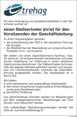 einen Stellvertreter (m/w) f&uuml;r den Vorsitzenden der