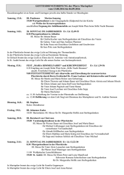 Gottesdienstordnung vom 13.8.