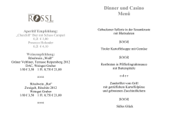 Dinner und Casino Men&uuml;