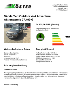 Skoda Yeti Outdoor 4×4 Adventure Aktionspreis 27.499