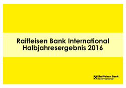 18. August 2016 - Raiffeisen Bank International AG