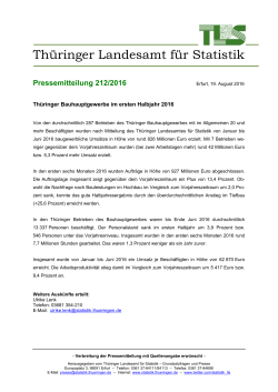 Thüringer Bauhauptgewerbe im ersten Halbjahr 2016