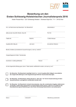 Formular zur Bewerbung um den Ersten Schleswig