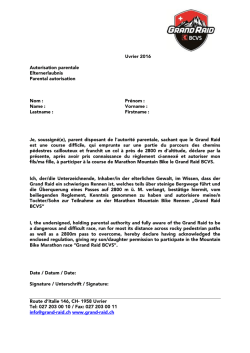 Je, soussign&eacute;(e), parent disposant de l`autorit&eacute; - Grand-Raid-BCVs