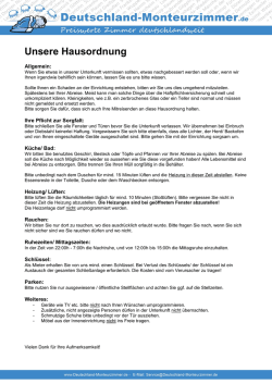 Haus-Ordnung - Deutschland Monteurzimmer