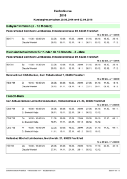 Herbstkurse 2016 - Schwimmschule Frankfurt
