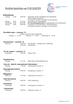 Gottesdienste Eine-Welt-Laden &ndash; Luisenstr. 15 Tanz mit &ndash; bleib fit