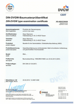 DlN-DVGW-Baumusterpr&uuml;fzertifikat