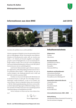 Informationen aus dem BWZ Juli 2016 Inhaltsverzeichnis