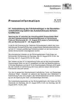 Presseinformation - Autobahndirektion Nordbayern