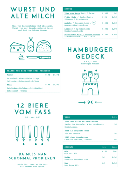 Hamburger Gedeck Wurst und alte milch 12 Biere