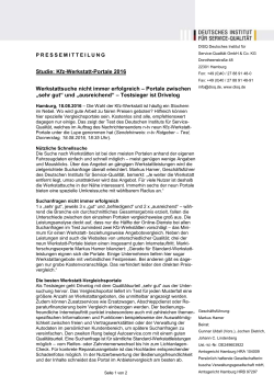 Hamburg, 18.08.2016 Studie Kfz-Werkstatt-Portale
