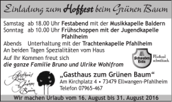 Einladung zum Hoffest beim Grünen Baum