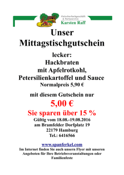 Unser Mittagstischgutschein 5,00 &euro;