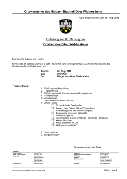 Einladung zur Ortsbeiratssitzung Ober-Widdersheim am