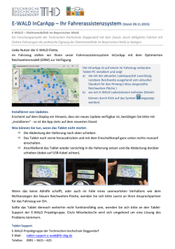 E-WALD InCarApp &ndash; Ihr Fahrerassistenzsystem (Stand: 09.11.2015)
